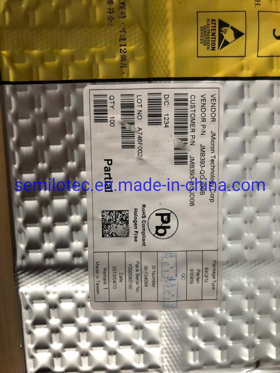 JMB393-QGJD0B The JMB393-QGJD0B is a Bridge Controllers IC from Micron Technology, offering 1 to 5 Serial ATA II ports with RAID functionality. It is designed for data storage applications.