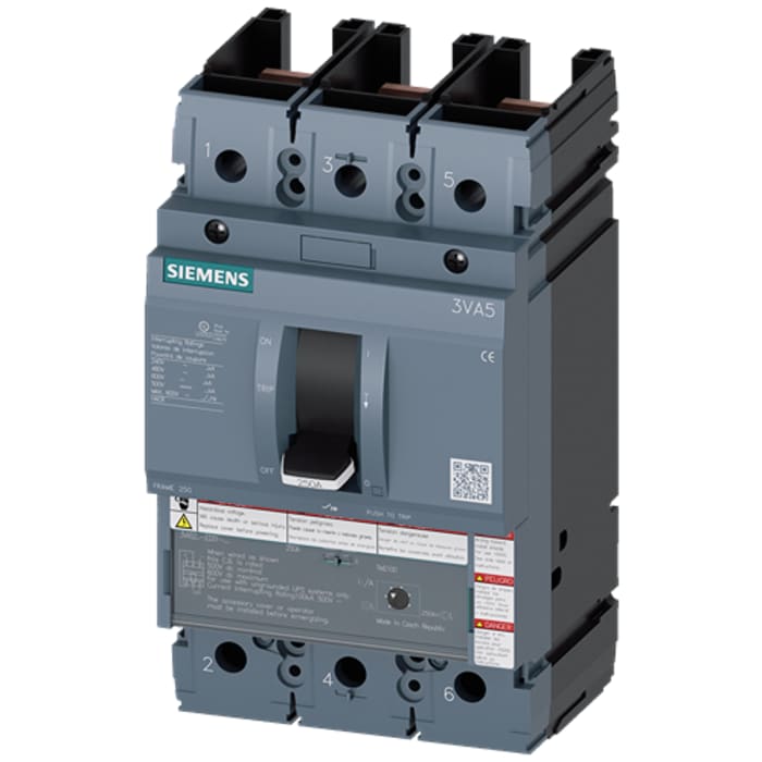 3VA5280-7ED31-2AA0 The Siemens SENTRON 3VA5280-7ED31-2AA0 is a 3-pole molded case circuit breaker rated for 80A with a breaking capacity of 100 kA. It offers overload and short circuit protection.