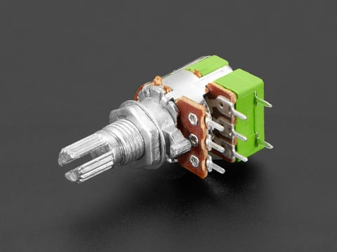 3393 This is a Panel Mount 10K Dual Linear Potentiometer with an integrated On-Off Switch from Adafruit Industries LLC. It offers a 10K ohm resistance with a linear taper.
