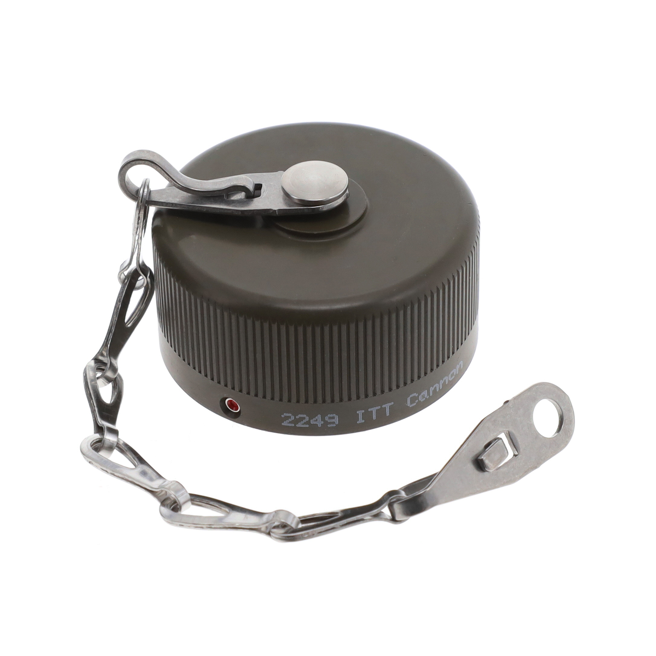 CA121003-7 Protective cap (cover) for MIL-DTL-5015 receptacles styles 0,1,2,7,9. Shell size 20, aluminum alloy with metal chain.