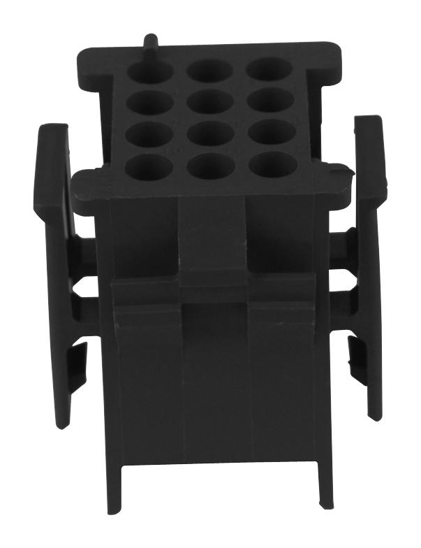 1-640512-0 Rectangular connector housing, receptacle, 12 positions, 4.20mm pitch, 3 rows. Panel mount with snap-in, latch lock, crimp contacts.