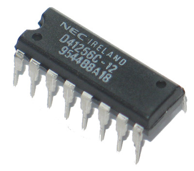 41256-12 The Intel 41256-12 is a dynamic RAM component with a 120ms access time. It comes in a DIP-16 package.