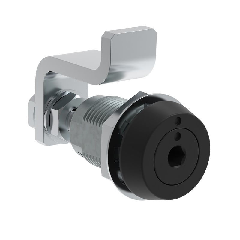 E3-56-55 The Southco E3-56-55 is a small-size VISE ACTION® Compression Latch featuring a 4mm hex recess. It is constructed from zinc alloy with a black powder coating.