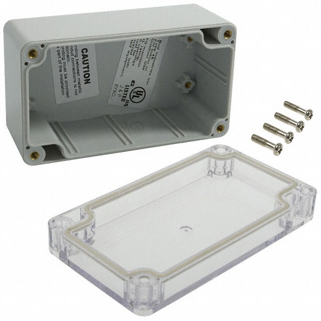 PN-1322-C BOX PLSTC GRAY/CLR 4.53"LX2.56"W