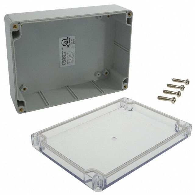 PN-1324-C BOX PLSTC GRAY/CLR 6.73"LX4.76"W