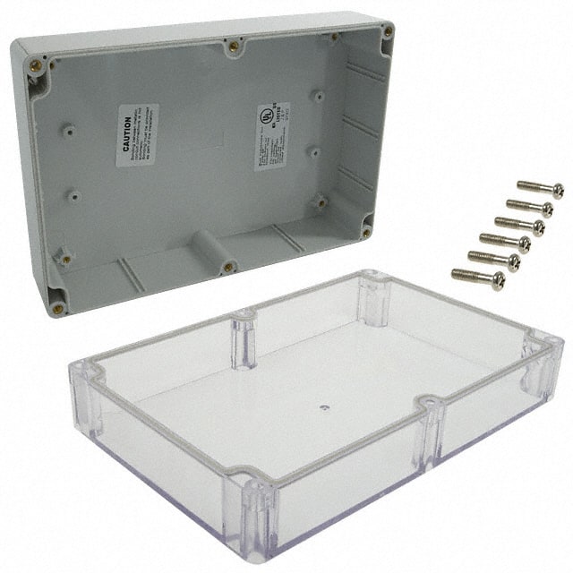 PN-1329-C BOX PLSTC GRAY/CLR 8.74"LX5.74"W