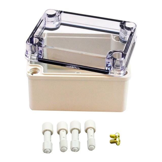 PTS-25308-C BOX PLASTIC GRY/CLR 4.3"LX3.15"W