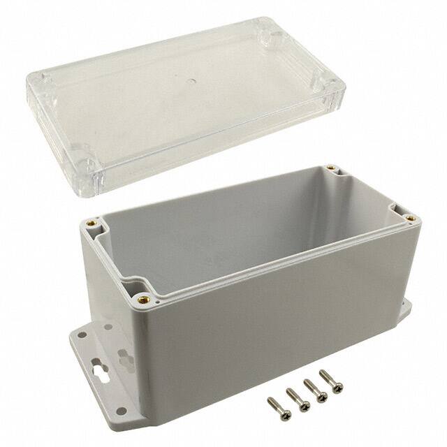 PN-1333-CMB BOX PLSTC GRAY/CLR 6.39"LX3.25"W