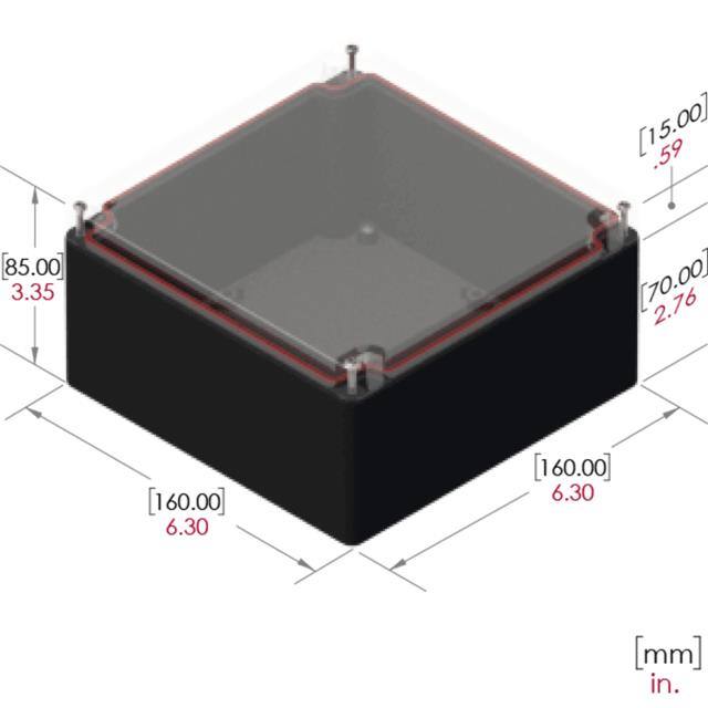 RB66P06C28B BOX PLAS BLK/CLR 6.3"L X 6.3"W