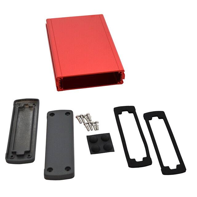 EXN-23355-RD BOX ALUM BLK/RED 6.65"L X 4.48"W