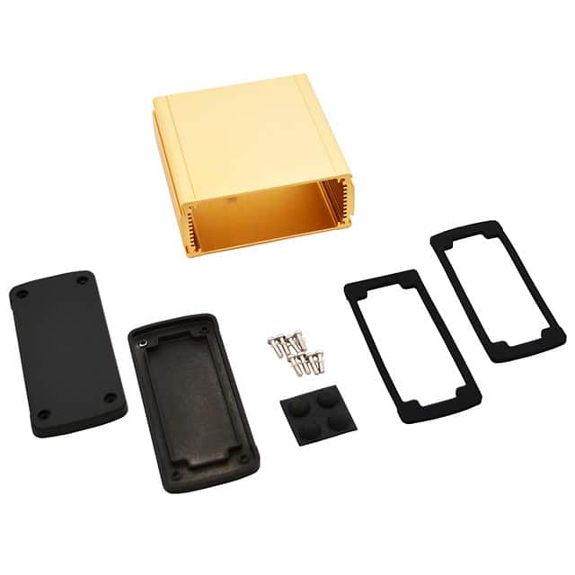 EXN-23357-GD BOX ALUM BLK/GLD 4.69"L X 4.53"W