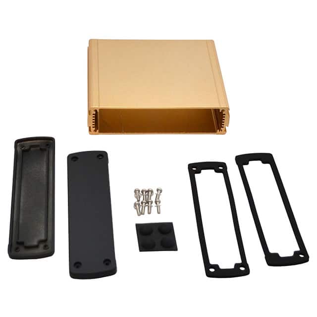 EXN-23360-GD BOX ALUM BLK/GLD 5.08"L X 5.77"W