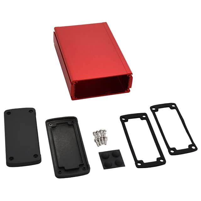 EXN-23358-RD BOX ALUM BLK/RED 6.65"L X 4.53"W