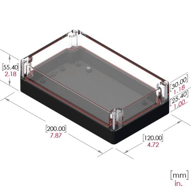 RB85P12C10B BOX PLASTIC BLK/CLR