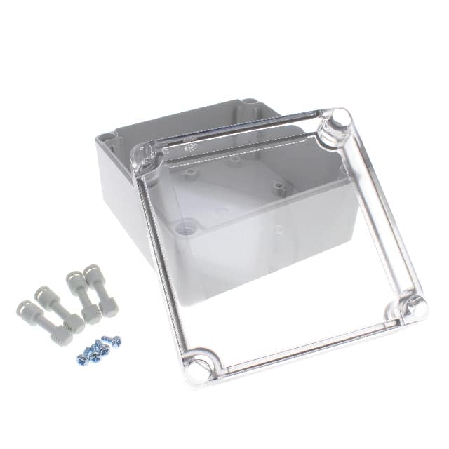 Q13138PCECC BOX PLSTC GRY/CLR 4.92"LX4.92"W