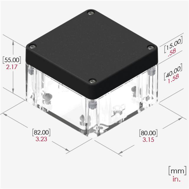 RB33P06B16C BOX PLSTC CLR/BLK 3.23"LX3.15"W