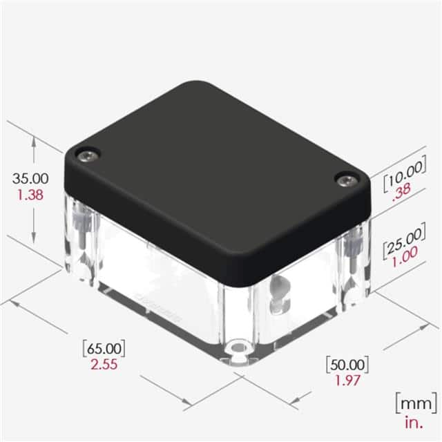 RB32P04B10C BOX PLSTC CLR/BLK 2.56"LX1.97"W
