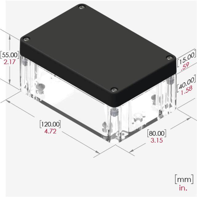RB53P06B16C BOX PLSTC CLR/BLK 4.72"LX3.15"W