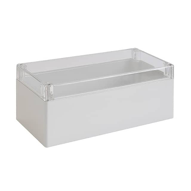 02242100 BOX PLSTC GRAY/CLR 9.45"LX4.72"W