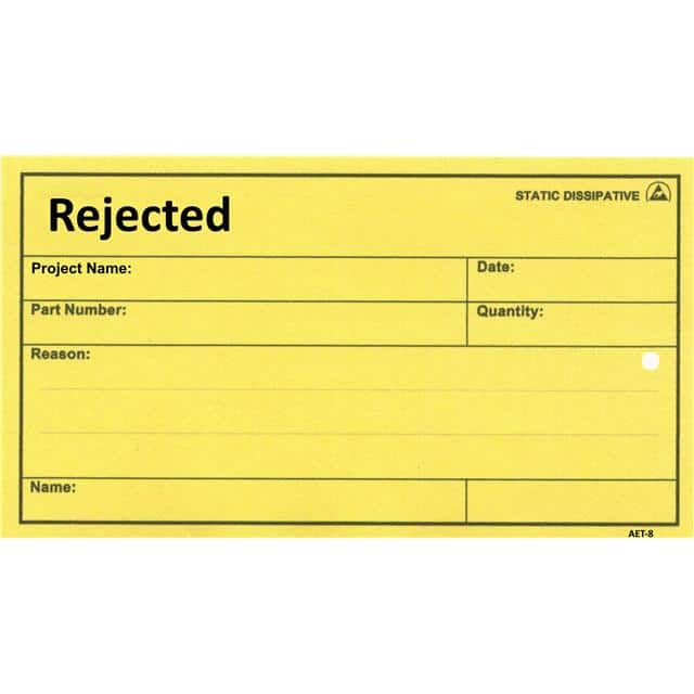 AET-8 ESD Tag w/string, Yel Reject