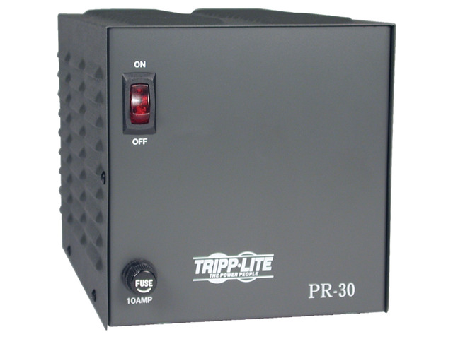 PR30 The Tripp Lite PR30 is a linear AC DC converter with a 120VAC input, 30A current, and 414W power. It features benchtop mounting.