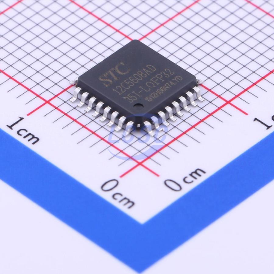 STC12C5628AD-35I-LQFP32 The STC12C5628AD-35I-LQFP32 is a microcontroller from STC (宏晶) operating at 35MHz. It features 768B of RAM and 28KB of program memory.