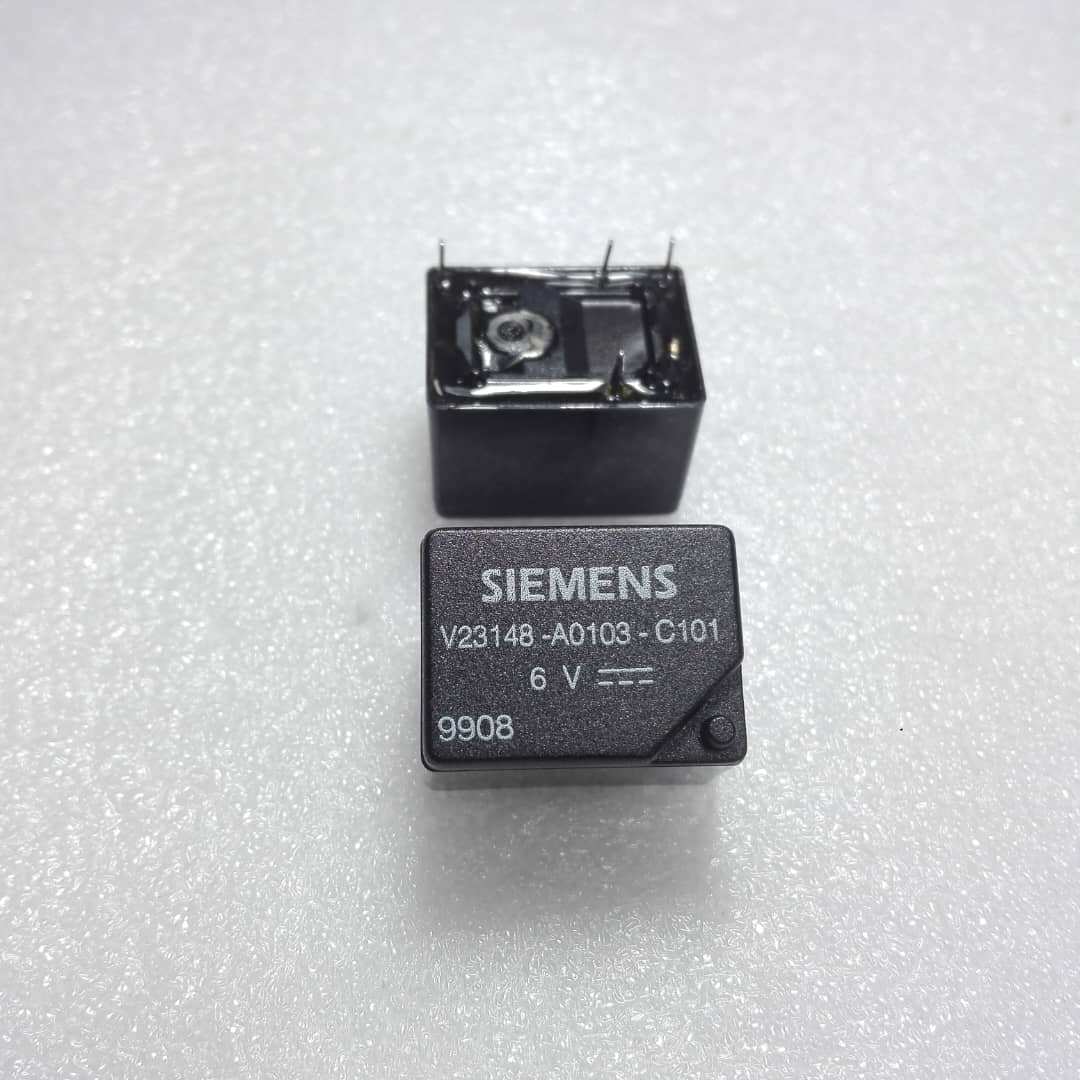 V23148-A0103-C101 The Siemens V23148-A0103-C101 is a relay with a 6VDC coil voltage and a 5A contact current rating. It features 4 pins and a single pole, single throw normally open contact type.
