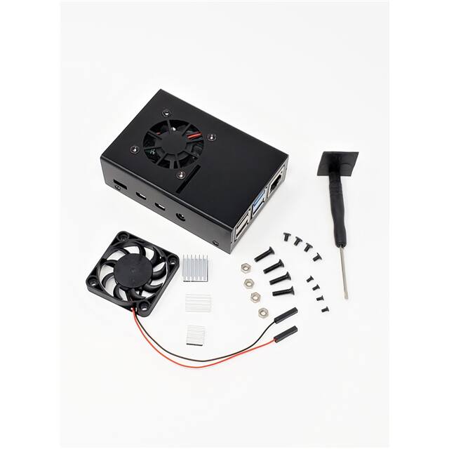 RAS-PCS14-BK ALUM RASP PI 4 MOD B CASE W/FAN