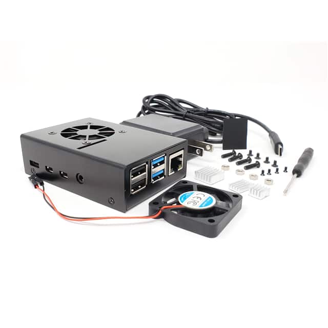 RAS-PCS14PWR-BK ALUM  PI 4 MOD B CASE W/FAN USB-