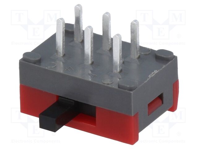 SS22SDH2 The NKK Switches SS22SDH2 is a DPDT slide switch with a 0.1A/30VDC rating and ON-ON switching functionality. It features a compact 10x6x4mm body and side mounting.