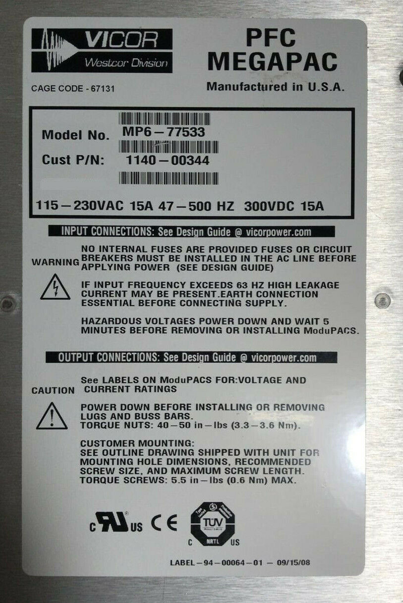 MP6-77533 The Vicor MP6-77533 is an AC DC configurable power supply from the MEGAPAC family. It features RoHS3 compliance and an MSL of Level 1.