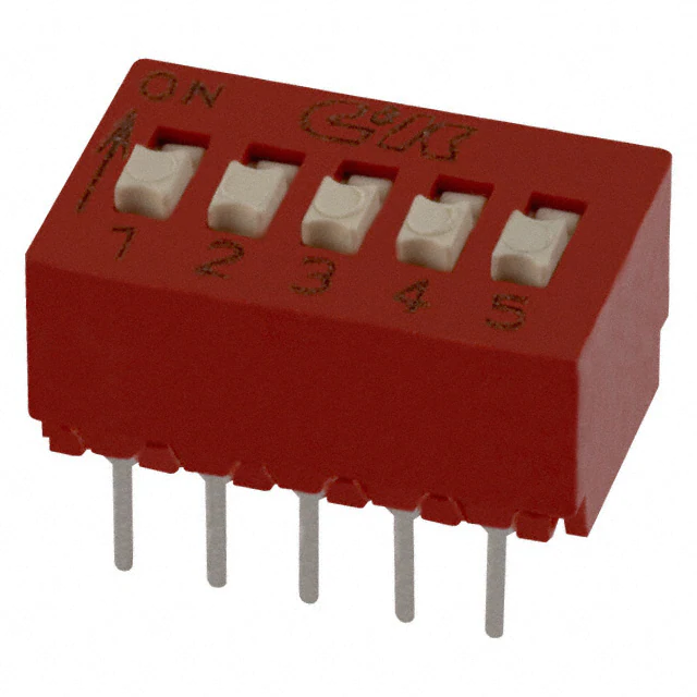 BD05 The C&K Components BD05 is a Slide DIP Switch with an SPST circuit and 5 positions. It is designed for through-hole mounting and operates at 100mA and 5VDC.