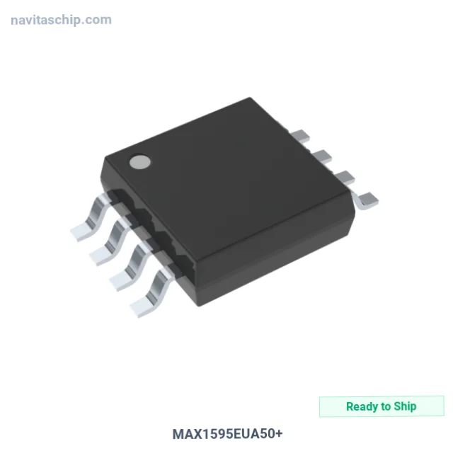 MAX1595EUA50+ The MAX1595EUA50+ is a step-up/step-down charge pump regulator from Analog Devices / Maxim Integrated. It provides a regulated 5V output at up to 125mA from a 1.8V to 5.5V input.