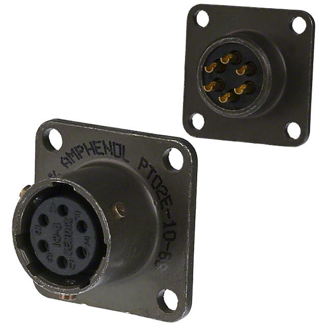 PT02A-10-6S CONN RCPT FMALE 6P GOLD SLDR CUP