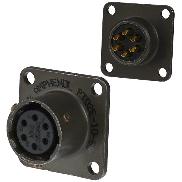 PT02E-10-6S CONN RCPT FMALE 6P GOLD SLDR CUP