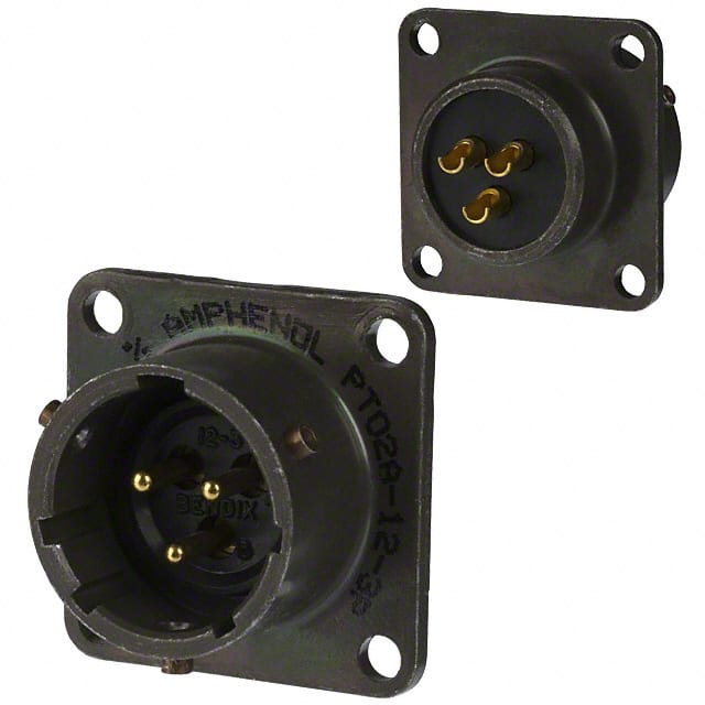 PT02A-12-3P(025) CONN RCPT MALE 3P GOLD SLDR CUP