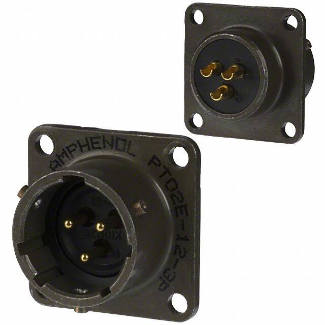 PT02E-12-3P CONN RCPT MALE 3P GOLD SLDR CUP