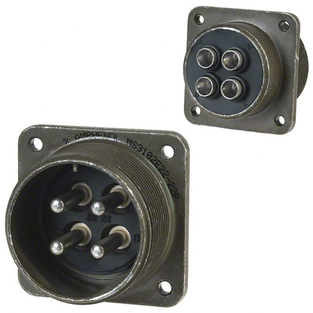 MS3102E22-22P CONN RCPT MALE 4P SILV SLDR CUP