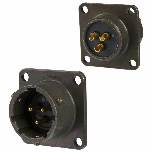 MS3112E-12-3P CONN RCPT MALE 3P GOLD SLDR CUP