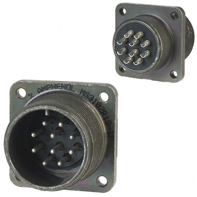 MS3102R-18-1P CONN RCPT MALE 10P SILV SLDR CUP