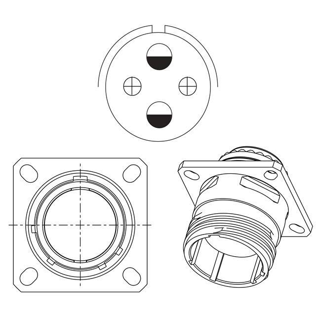 HV00RF15-54P ALUMINUM FLANGE MOUNT, PIN CONTA