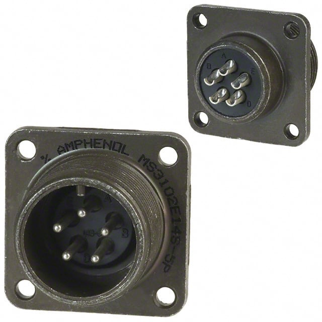 MS3102E14S-5P CONN RCPT MALE 5P SILV SLDR CUP