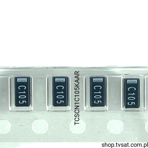TCSCN1C105KAAR The Samsung Electronics TCSCN1C105KAAR is a Tantalum Capacitor with a capacitance of 1uF and a voltage rating of 16V. It features a 10% tolerance and comes in an SMD-A package.