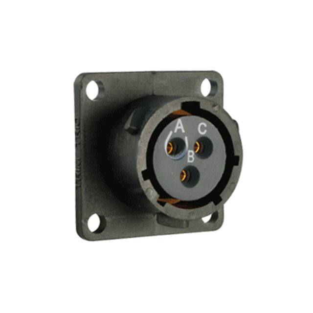 UTS012E3S CONN RCPT FMALE 3P GOLD SLDR CUP