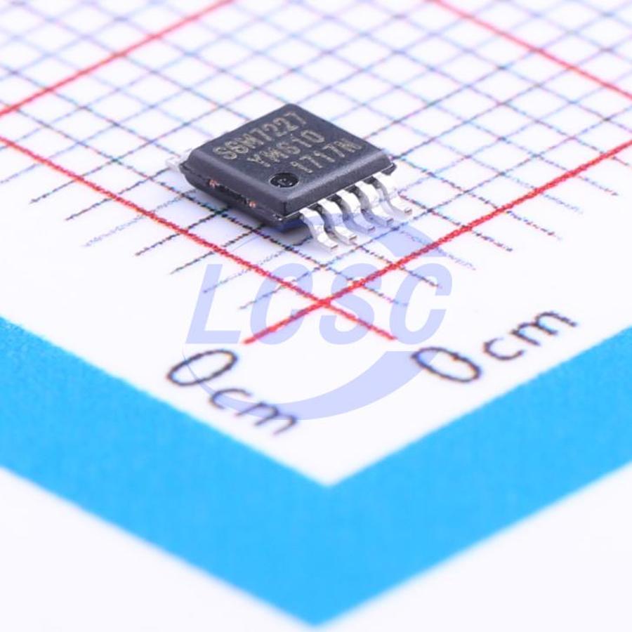 SGM7227YMS10G/TR The SG Micro Corp SGM7227YMS10G/TR is a DPDT analog switch designed for high-speed signal routing. It operates from a 1.8V to 4.3V supply and offers a wide bandwidth.