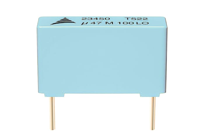 B32522-C3104-K This TDK B32522C3104K000 is a film capacitor with a capacitance of 100 nF and rated for 160V ac or 250V dc. It features a through-hole mounting type and a maximum operating temperature of 125°C.