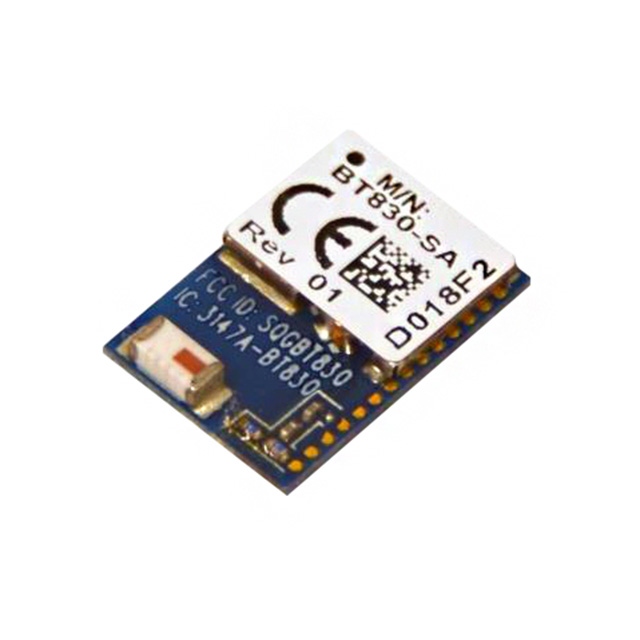 BT830-SA The Laird Connectivity BT830-SA-01 is a Bluetooth v4.0 transceiver module operating at 2.4GHz. It features a surface mount package and integrated chip antenna.