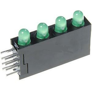 L-934SB/4GD The Kingbright L-934SB/4GD is a 3mm LED indicator with four green emitters. It offers a typical luminous intensity of 20mcd at 20mA and a wavelength of 568nm.