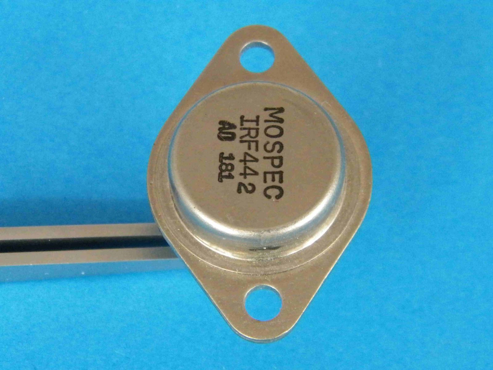 IRF442 The IRF442 is an N-Channel Power MOSFET from Harris Semiconductor, rated for 500V drain-source voltage and 7A continuous current. It features a low on-resistance of 1.1 Ohm and comes in a TO-3 through-hole package.