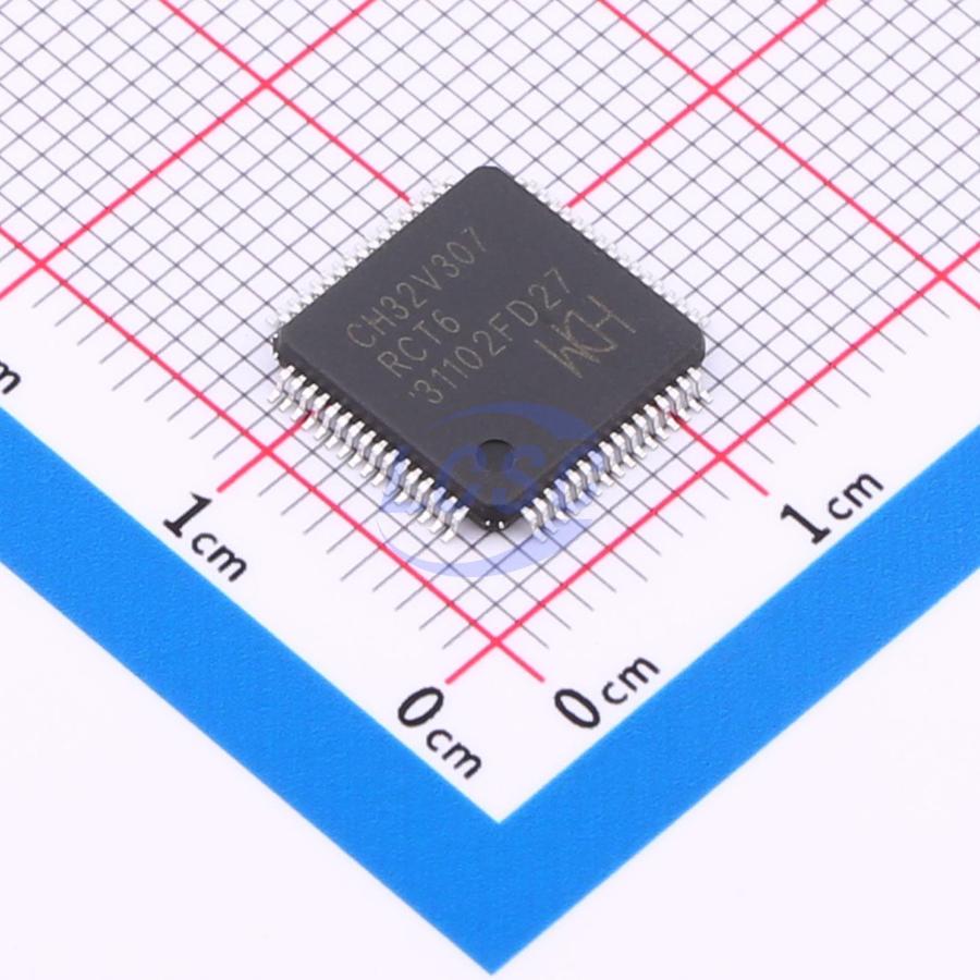 CH32V307RCT6 The WCH CH32V307RCT6 is a 32-bit microcontroller based on the RISC-V4F architecture. It operates at a maximum speed of 144MHz and features 256KB of FLASH program memory and 64KB of RAM.